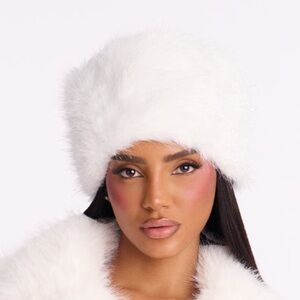 White Faux Fur Hat and